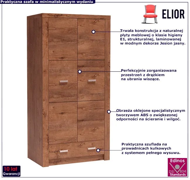 Szafa dwudrzwiowa jesion jasny - Filin 2X