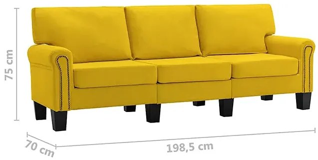 Luksusowa trzyosobowa żółta sofa - Alaia 3X