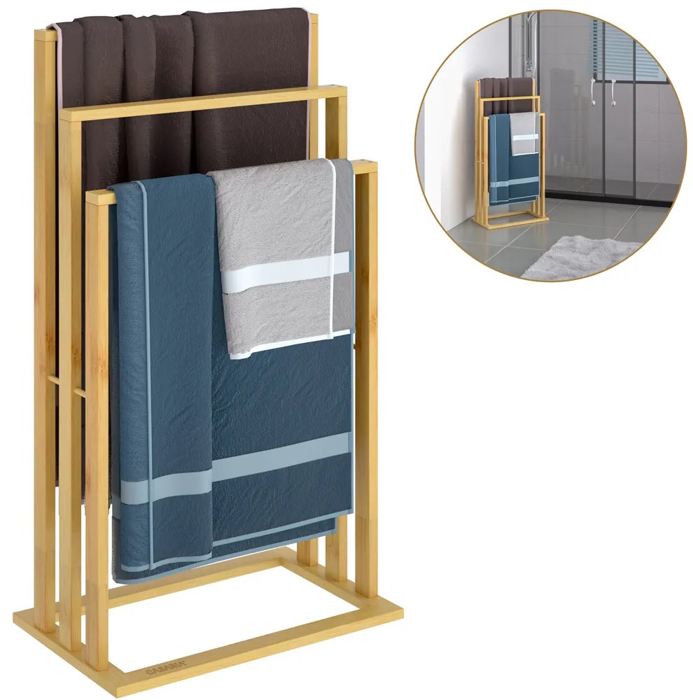 Stojak na ręczniki RUBBY, 40x24x82cm, brąz Casaria