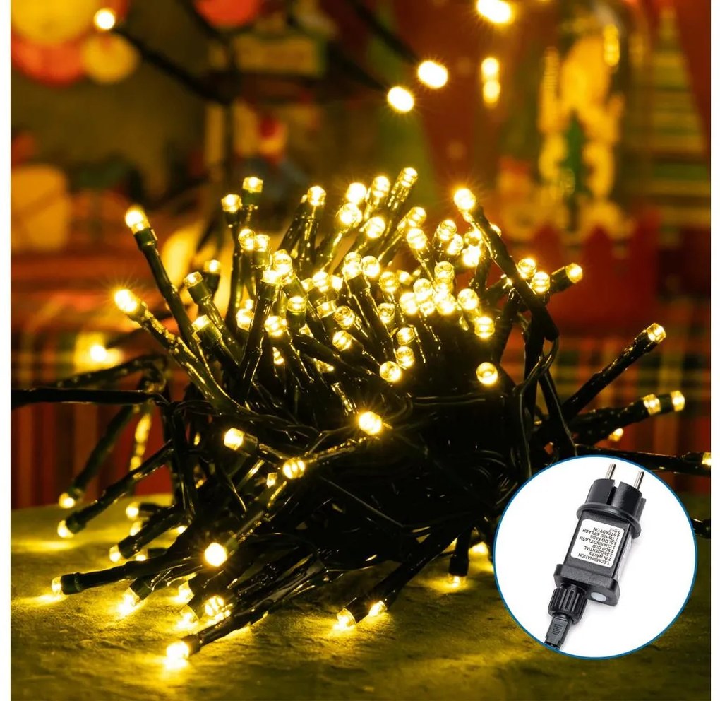 Aigostar - Zewnętrzne świąteczne lampki LED 600 diod/8 trybów 18 m IP44 ciepła biel