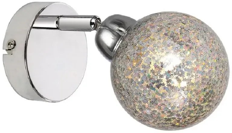 Chromowy kinkiet ścienny LED z gwiazdkami w kloszu - V091-Prozer