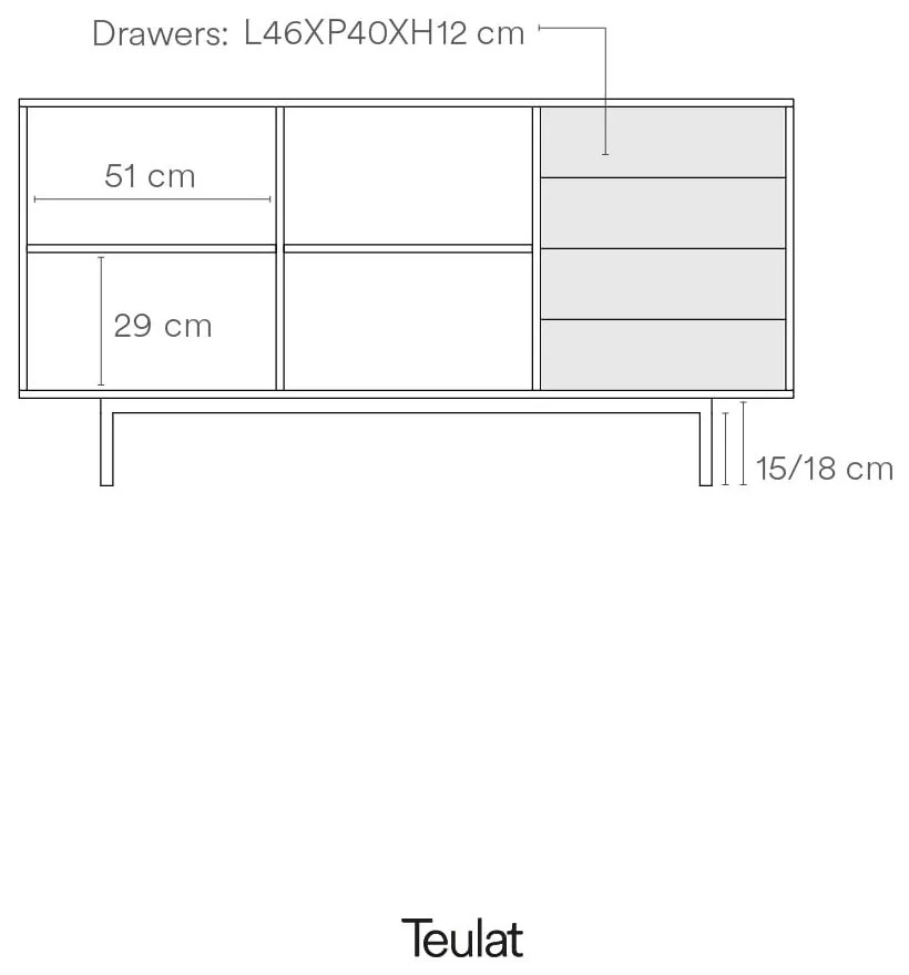 Szaro-naturalna niska komoda w dekorze dębu 159x80 cm Sierra – Teulat