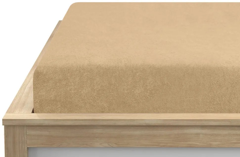 PrzytulneMieszkanie.pl Frotowe prześcieradło beżowe 90 x 200 cm