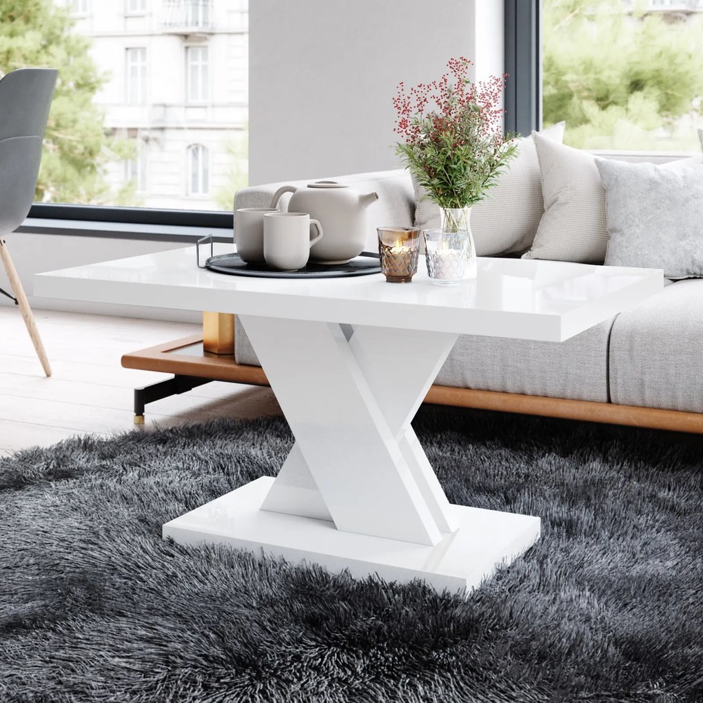 Nowoczesna ława do salonu Dixon 80x60 biały połysk