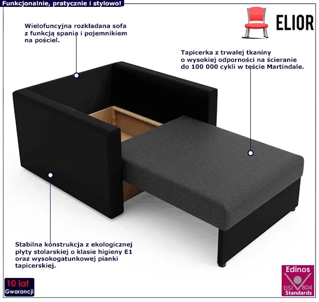 Sofa Amerykanka Czarny Szary + D1-C82