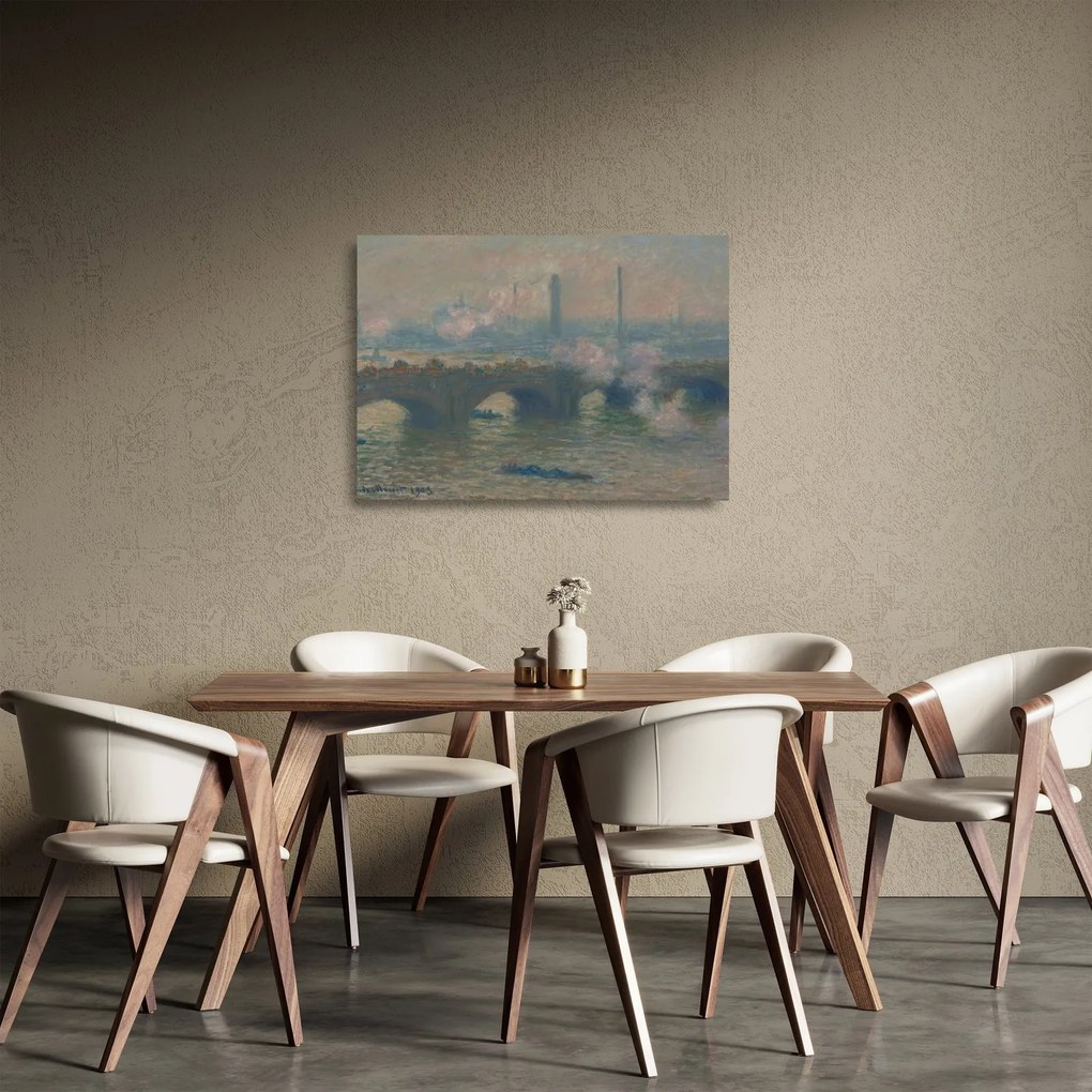 Obraz na szkle - Claude Monet, Waterloo Bridge, Gray Day, reprodukcje (70x50 cm)