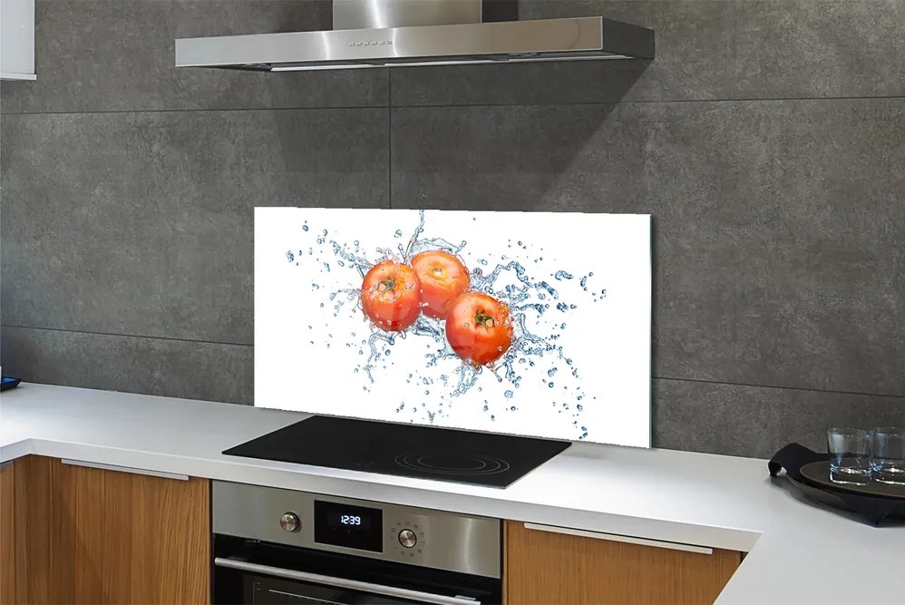 Panel nad Blat Kuchenny Pomidory w Kroplach Wody