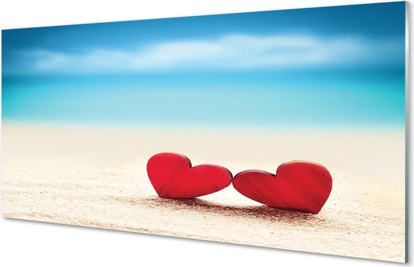 Szklany Panel Serca na Piasku nad Morzem