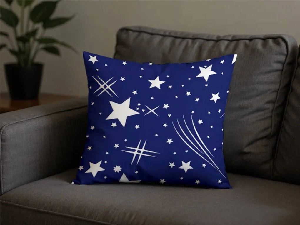Polibawełniana poszewka na poduszkę NOCNE NIEBO POLY 45x45 cm, niebieska