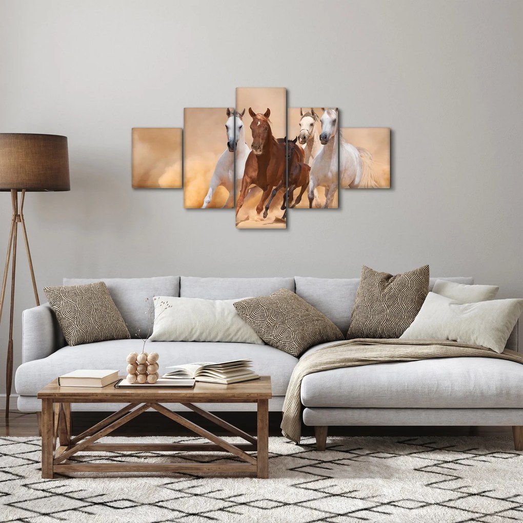 Obraz - Stado koni (125x70 cm)
