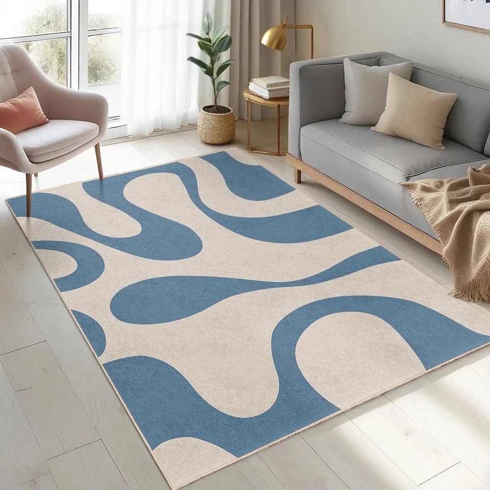 Niebieski dywan odpowiedni do prania 60x100 cm Blue Latte – Mila Home