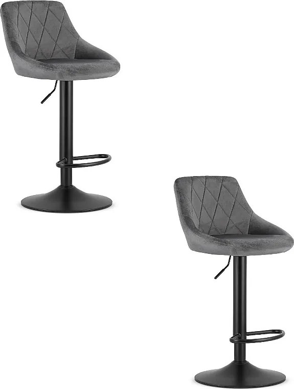 Valora DAKA obrotowy stołek, szara aksamitna czarna podstawa z podnóżkiem x2