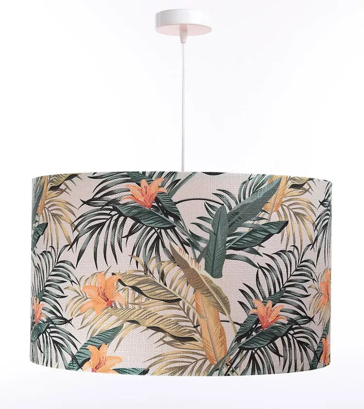 Pomarańczowa lampa wisząca z abażurem w kwiaty - S367 M7-M98