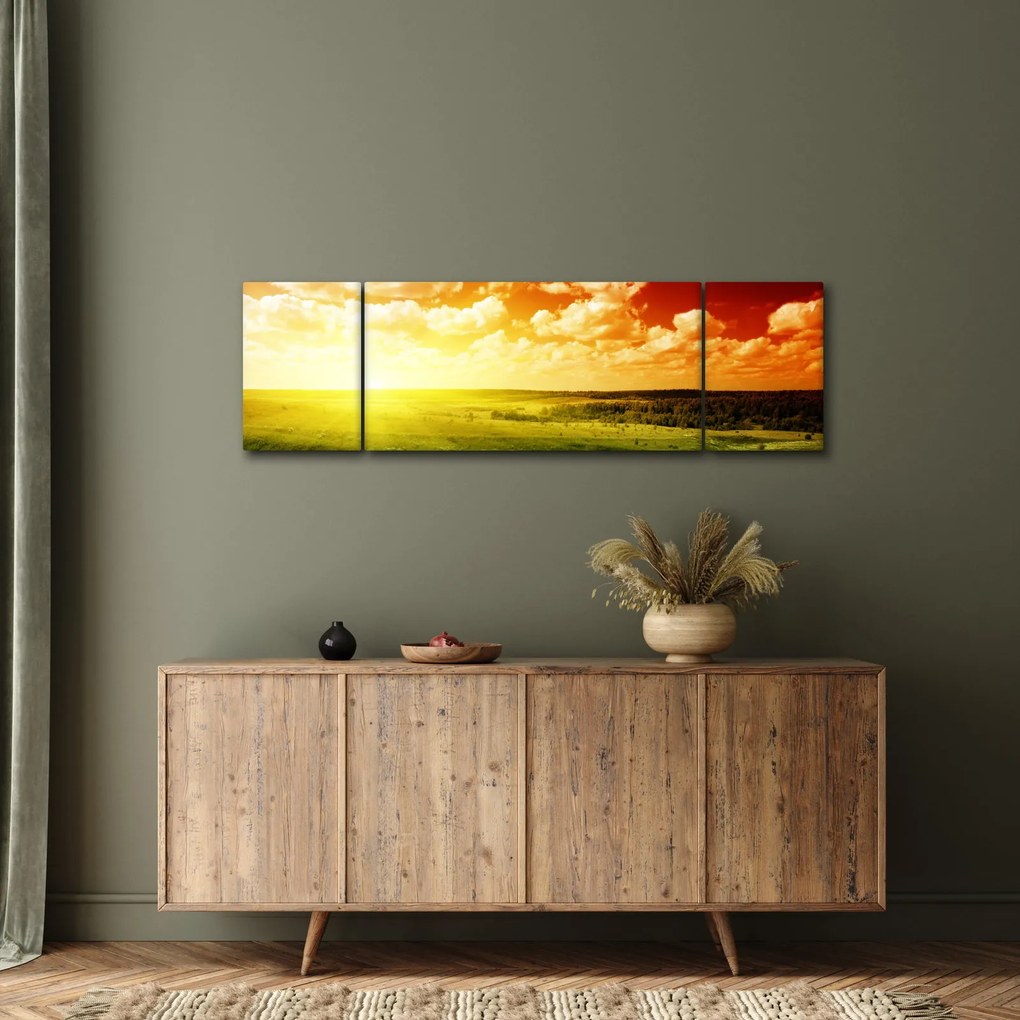 Obraz łąki ze świecącym słońcem (170x50 cm)