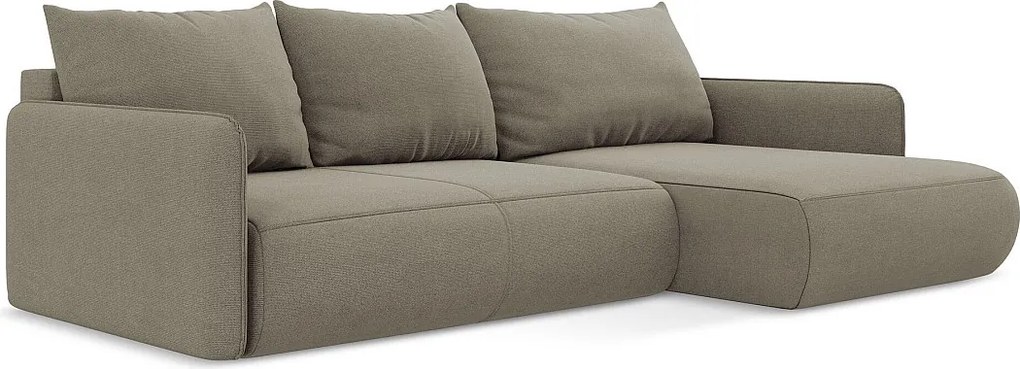 Narożnik prawostronny z funkcją spania - z tkaniny strukturalnej - ciemny beż - NANEA