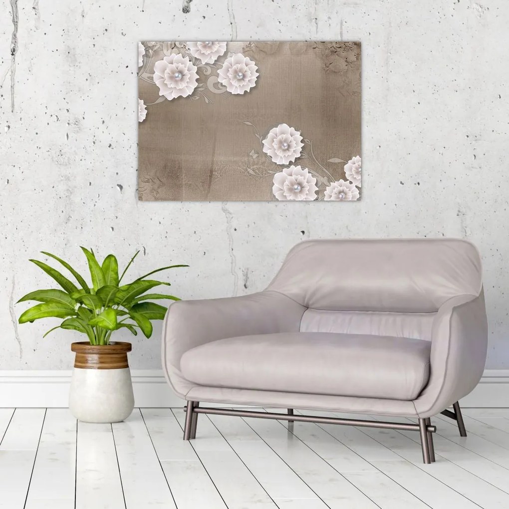 Obraz - Draperie z kwiatami (70x50 cm)