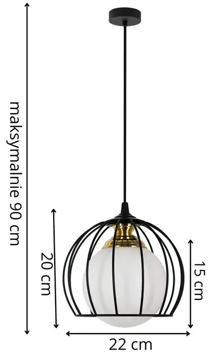 Druciana lampa wisząca ze szklanym kloszem B5-L98