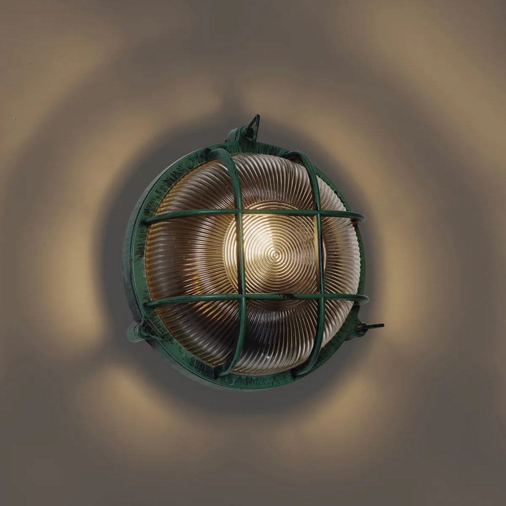 Zewnętrzna lampa ścienna zielona okrągła IP44 - Noutica