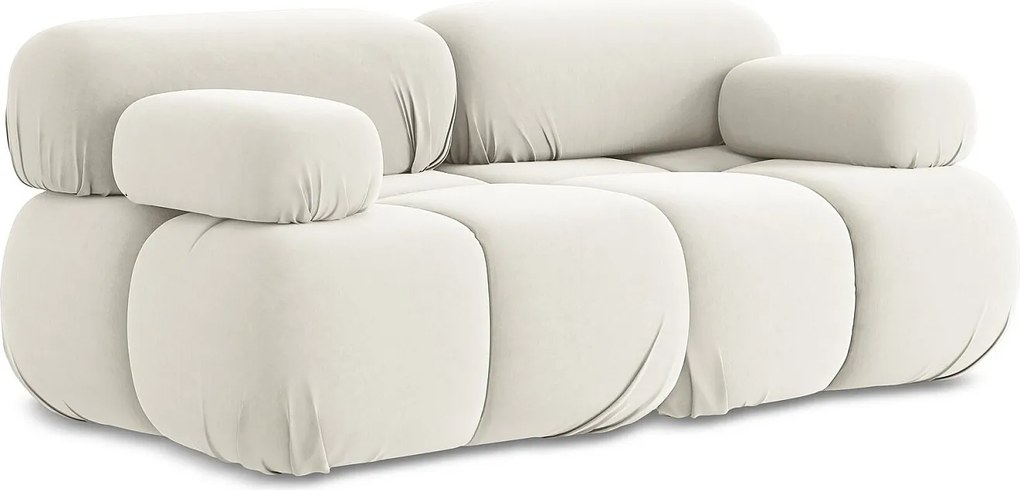 Modułowa sofa 2-osobowa - z tkaniny welwetowej - jasny beż - LOKUA
