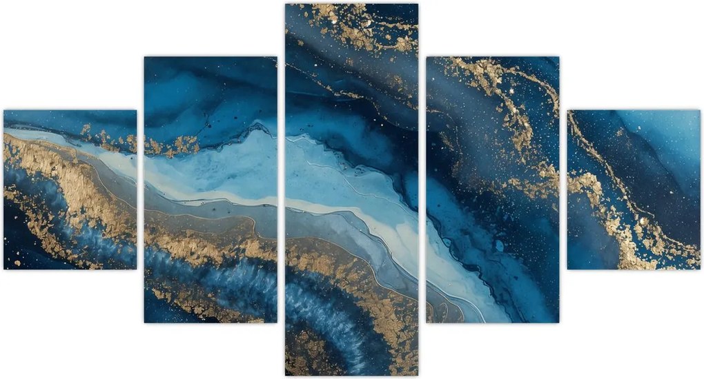Obraz - Niebieska marmurowa abstrakcja (125x70 cm)