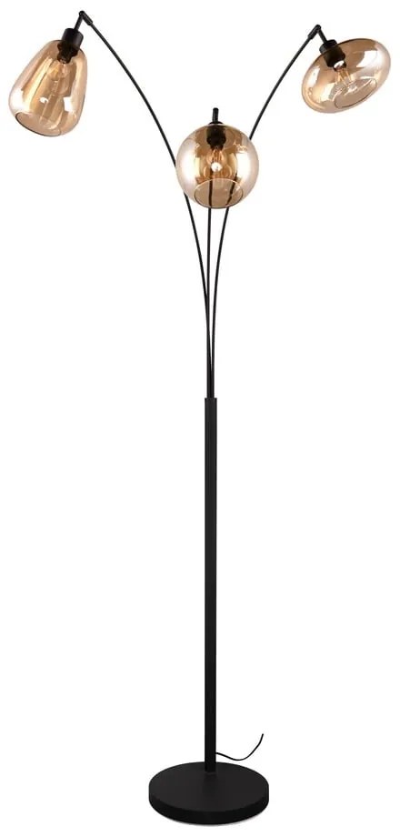 Czarno-pomarańczowa lampa stojąca ze szklanym kloszem (wys. 200 cm) Lumina – Trio