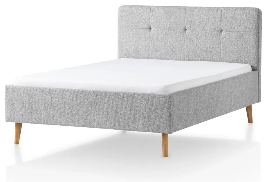 Jasnoszare tapicerowane łóżko dwuosobowe 140x200 cm Smart – Meise Möbel