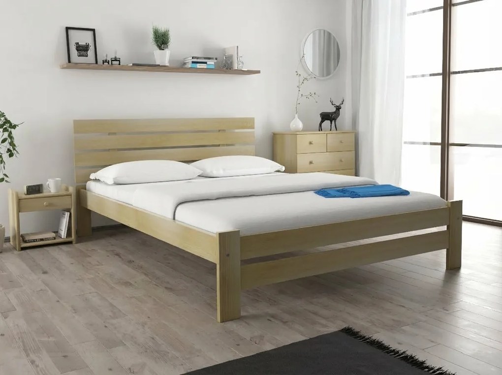 Łóżko PARIS podwyższone 140 x 200 cm, sosna Stelaż: Ze stelażem listwowym rolowanym, Materac: Materac Sommera 18 cm