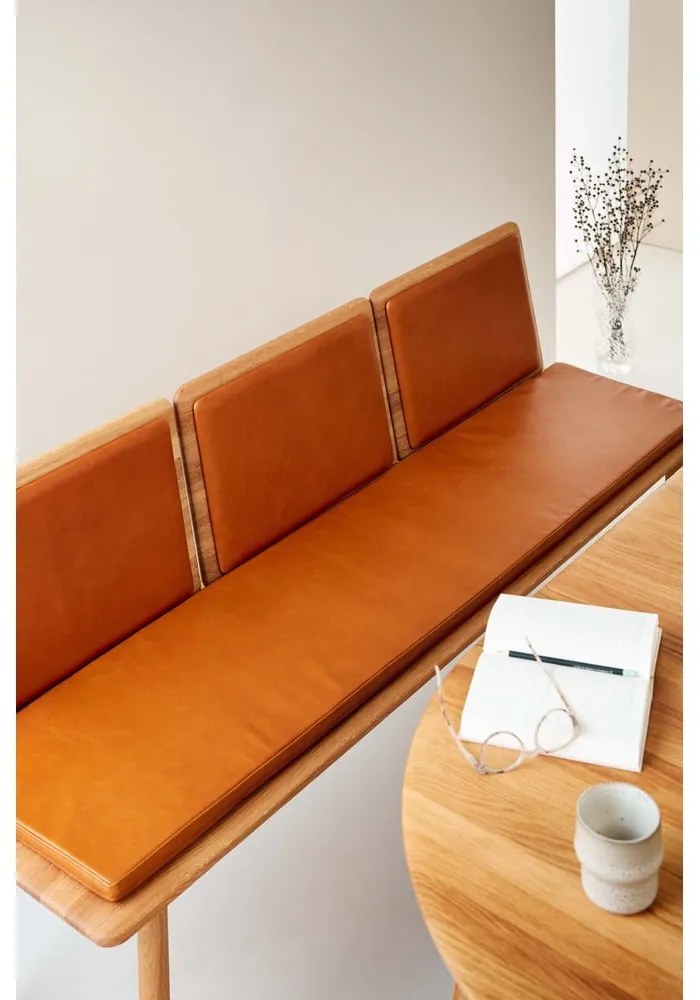 Koniakowo-naturalna skórzana ławka Elba – Hammel Furniture