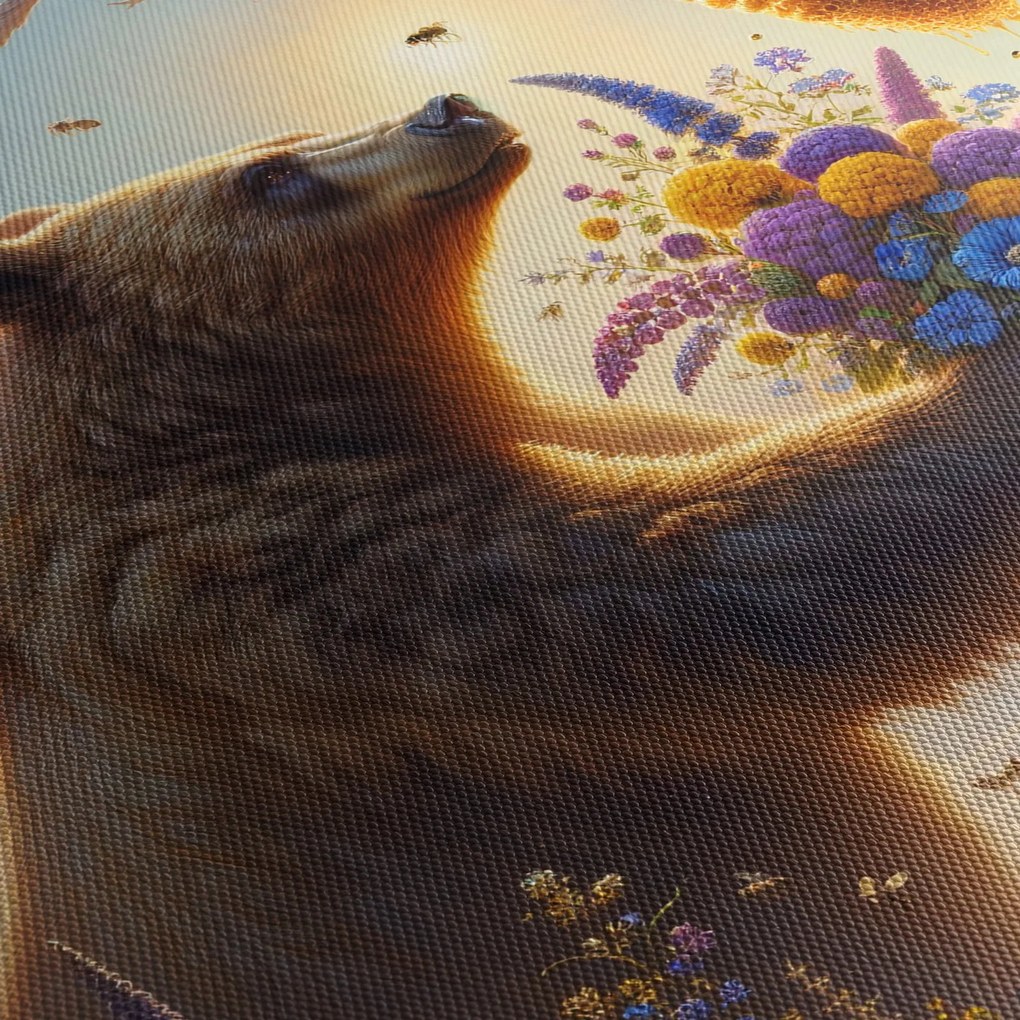 Obraz - Niedźwiedź i pszczoły (125x70 cm)