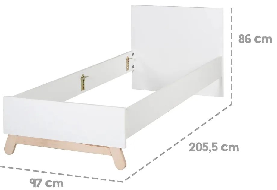 Białe łóżko dziecięce 90x200 cm Clara – Roba