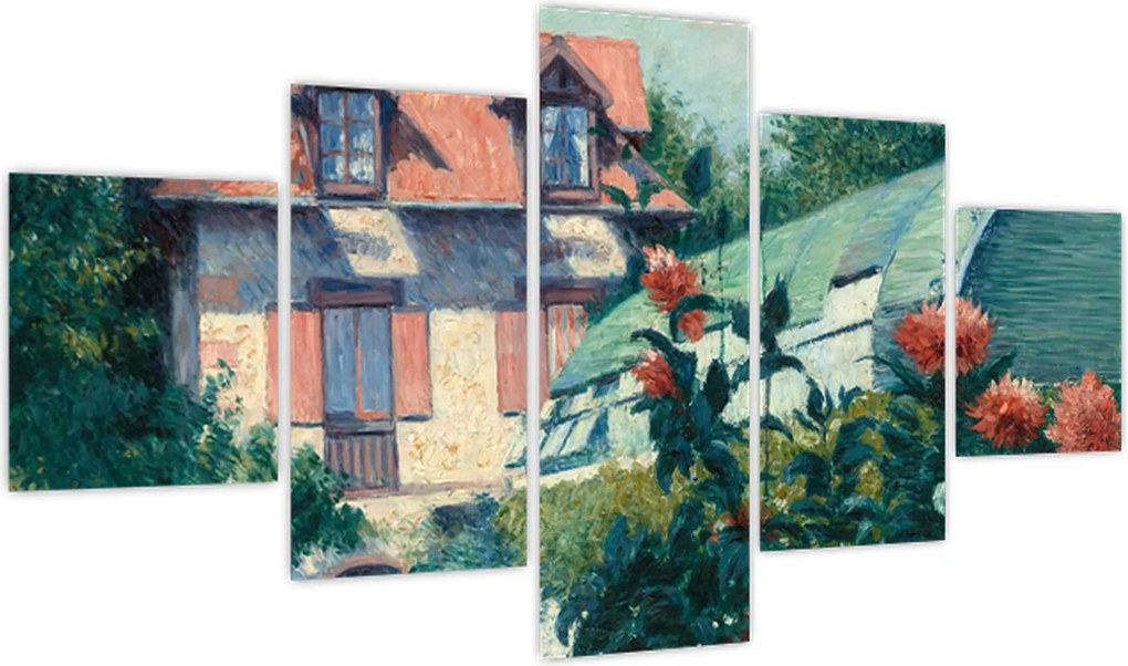 Obraz - Gustave Caillebotte, Dahlias, Garden at Petit Gennevilliers, reprodukcje (125x70 cm)