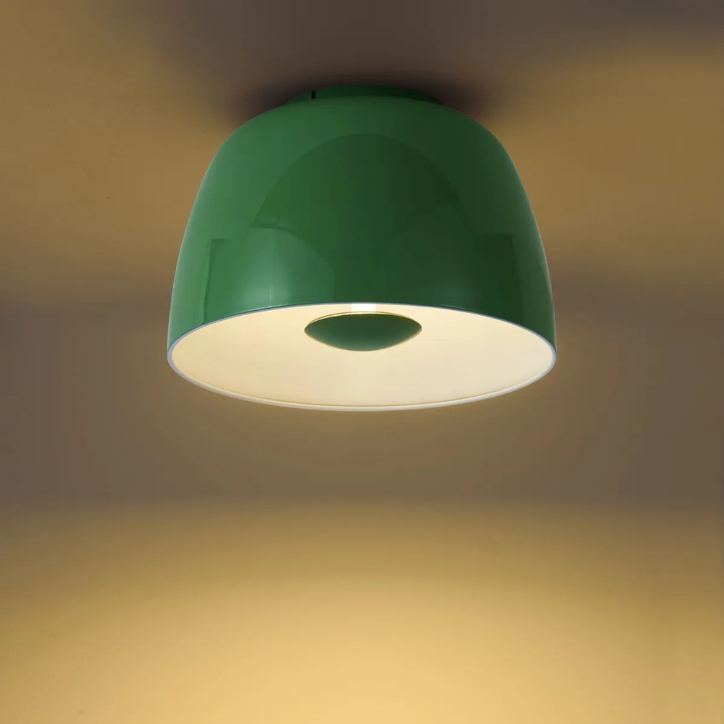 Lampa sufitowa retro zielona z białym wnętrzem, ze ściemnialnym 3-stopniowo LED - Vera