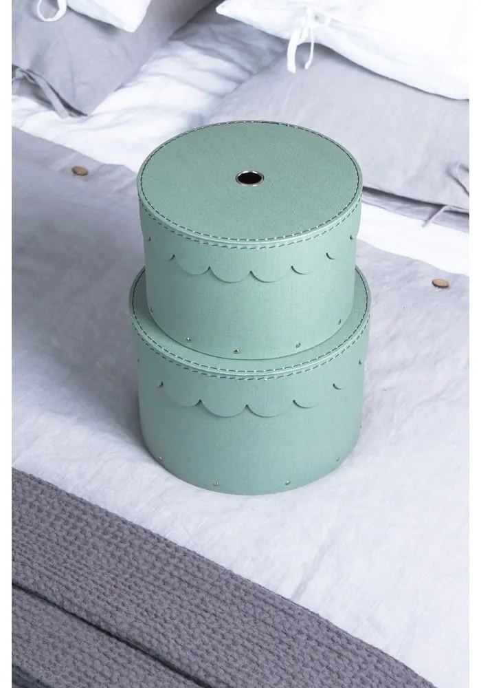 Zielononiebieskie kartonowe pojemniki zestaw 2 szt. z pokrywką ø 26x17,5 cm Wilma Canvas Paper Laminate – Bigso