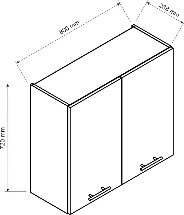 Biała górna szafka kuchenna z podwójnym frontem - Pergio 39X 80 cm