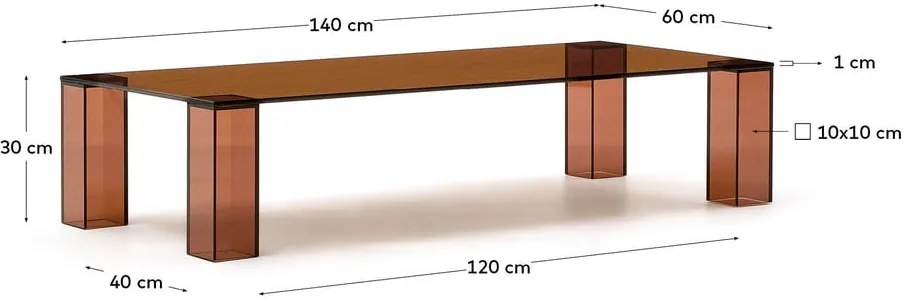 Brązowy szklany stolik 60x140 cm Adularia – Kave Home