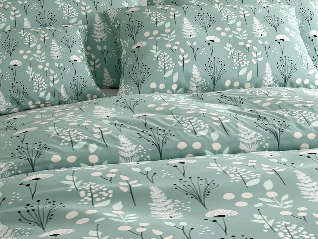 PrzytulneMieszkanie.pl PrzytulneMieszkanie.pl Bawełniana pościel WILD FLOWERS miętowa Rozmiar pościeli: 70 x 90 cm | 140 x 220 cm
