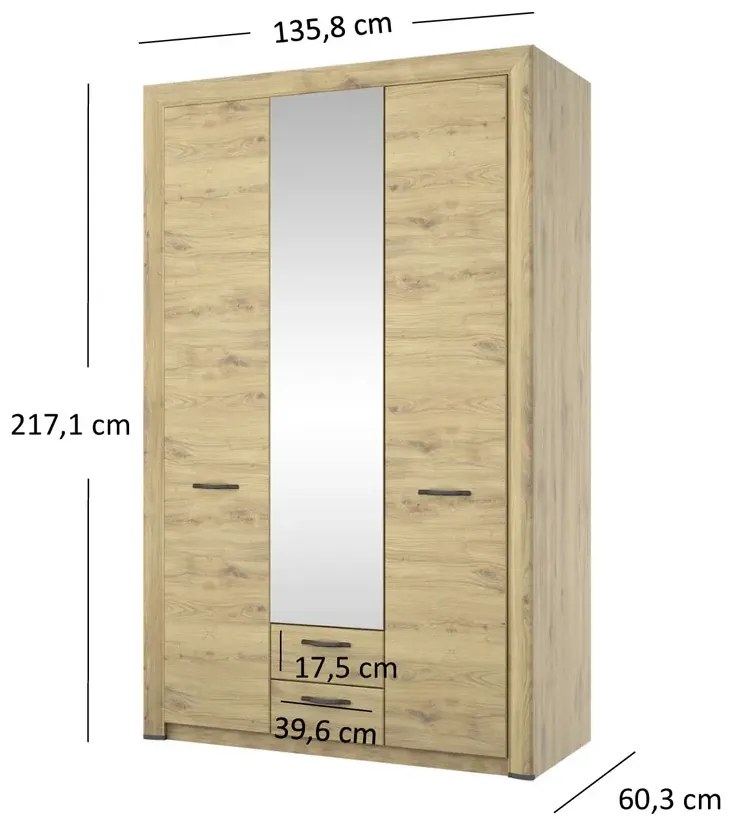 Szafa trzydrzwiowa z lustrem D1-E73
