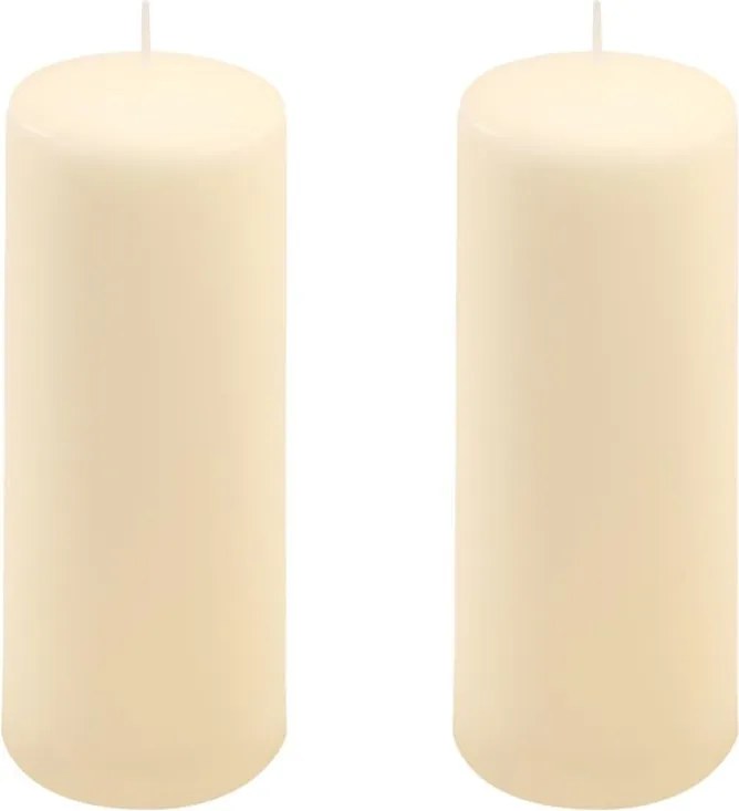 Zestaw świec słupkowych, 20 cm, Ø 7,5 cm, kremowy, 2 sztuki.