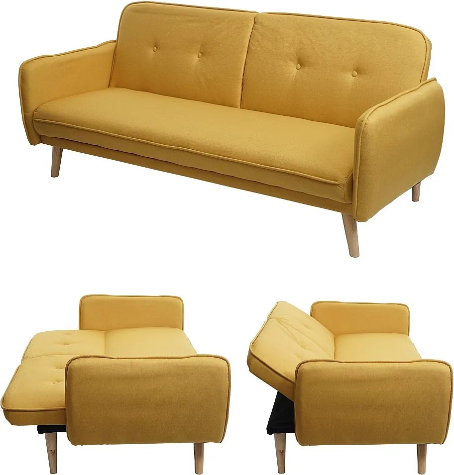Sofa rozkładana MCW-J18,  żółty