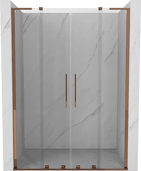 Mexen Velar L Duo drzwi prysznicowe rozsuwane 160 cm, transparent, różowe złoto - 871-160-003-02-60