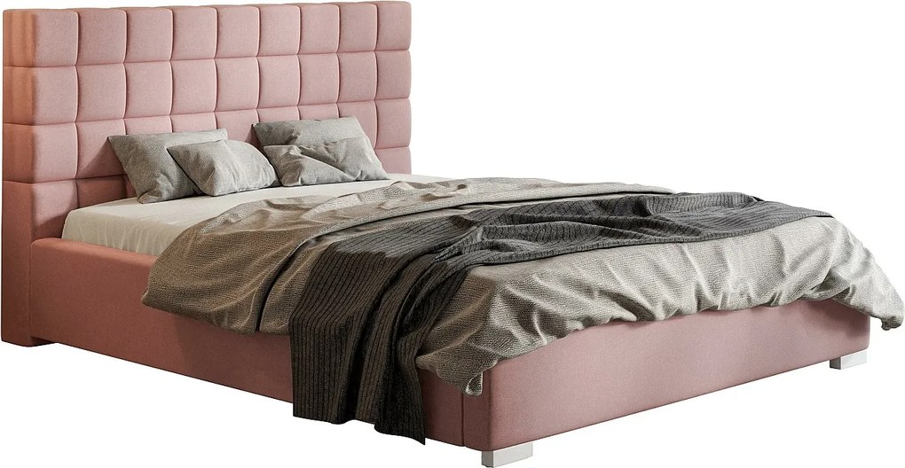 Emporius Aron nowoczesne łóżko 160x200 - tkanina welurowa, aksamitna - łóżko z pojemnikiem 160x200 do sypialni - różowy (Jasmine 61)