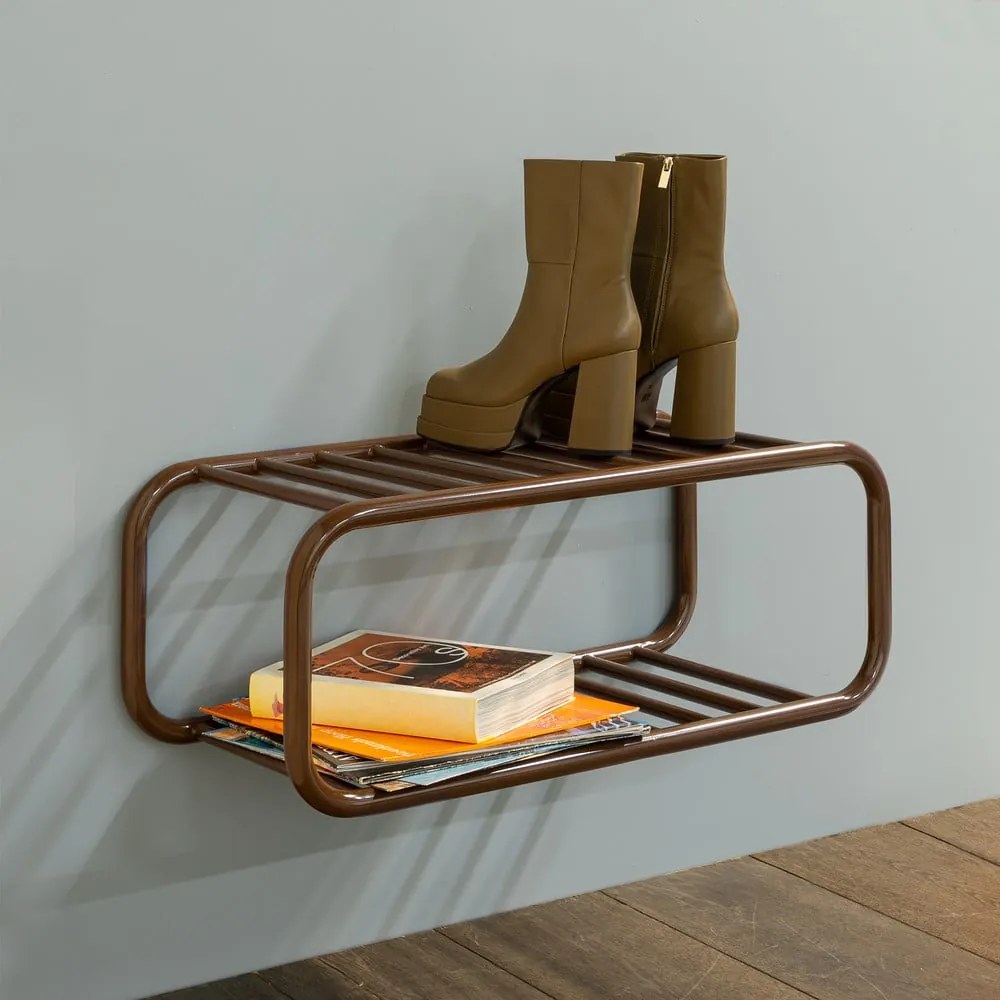 Ciemnobrązowa metalowa wisząca szafka na buty 72x28x35 cm Retro – Spinder Design