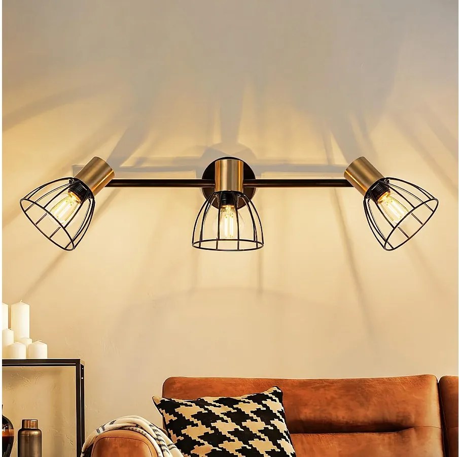 Kinkiet NETTLIFE w stylu vintage, czarny, metalowy, 3xE14, regulowany w zakresie 350°, styl retro, do salonu, przedpokoju, sypialni (żarówki nie są dołączone)