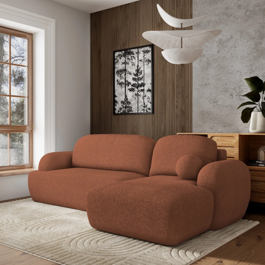 Masseno Narożnik MODENZA z funkcją spania i pojemnikiem na pościel Narozniki L, Rozkładana sofa - Ceglasty, NOW OR NEVER 54