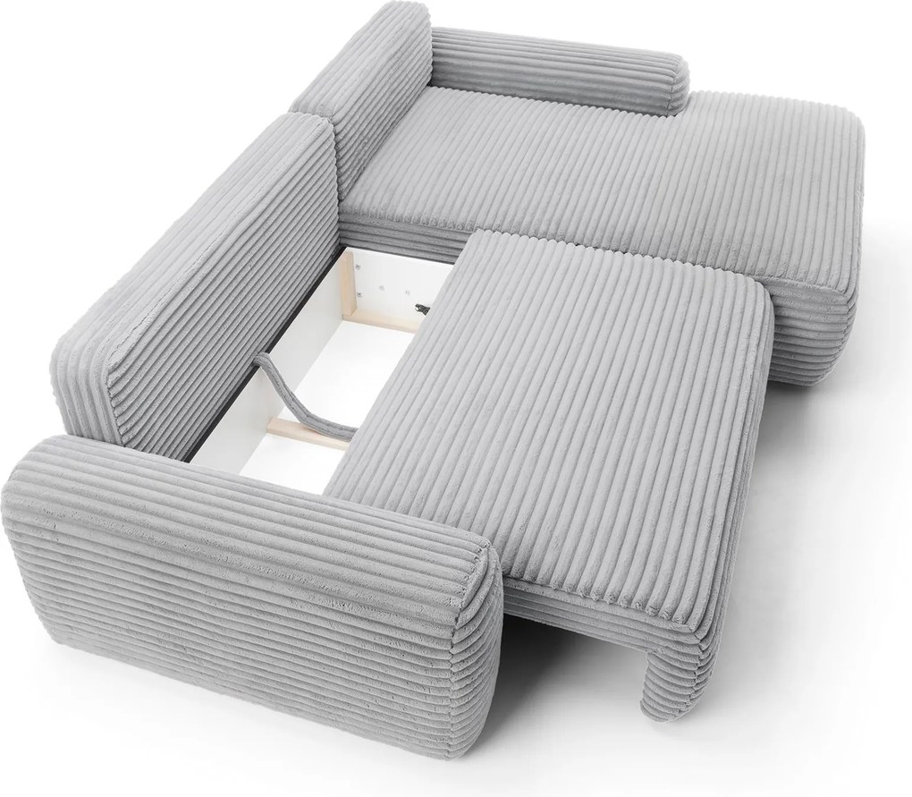 Masseno Narożnik OSSO z funkcją spania i pojemnikiem na pościel Narozniki L, Rozkładana sofa - Szary, AMBIENCE 18