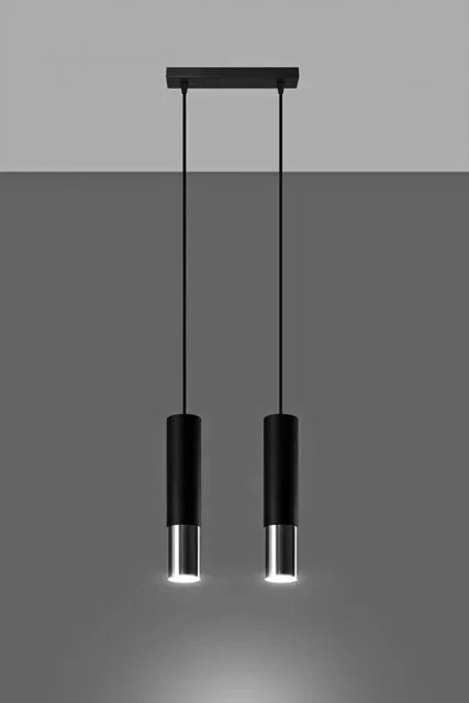 Czarno-chromowana lampa wisząca nad wyspę - EXX245-Oller