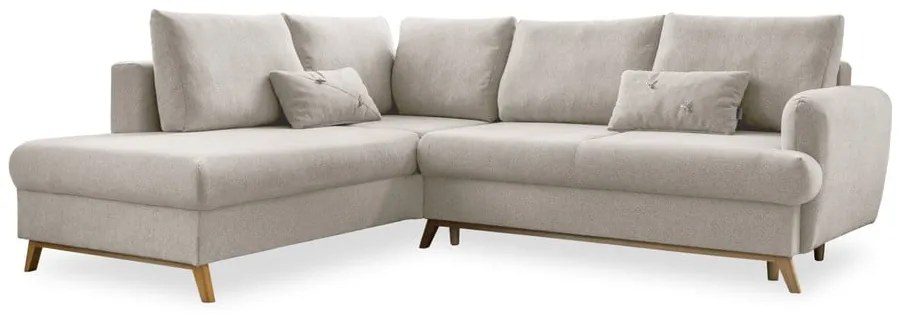 Beżowy rozkładany/ze schowkiem narożnik (lewostronny/w kształcie litery L) Scandic Lagom – Miuform