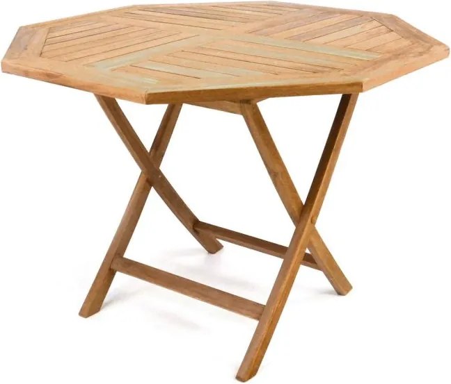 Składany stół DIVERO z drewna tekowego Ø 100 cm