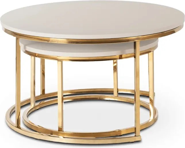 Zestaw Stolików Kawowych APULIA MAX 60 cm/80 cm Kaszmir/Złoty Glamour