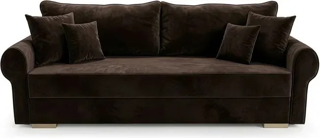 Sofa z Funkcją Spania RELON Brązowa Glamour